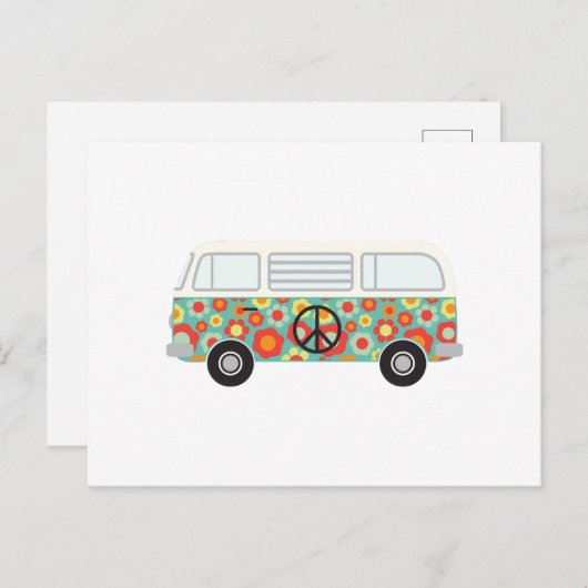 Hippie-Bus Postkarte (Vorne/Hinten)