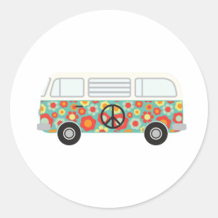 Hippie-Bus Runder Aufkleber