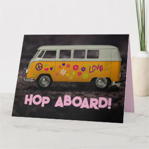 HIPPIE-BUS-VAN-LUSTIGE-GEBURTSTAGSKARTE DANKESKARTE