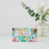 Hippie Camper Aquamarin White Girly Glamping Visitenkarte (Stehend Vorderseite)