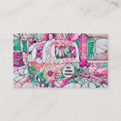 Hippie Camper Pink Green Glamping Visitenkarte (Vorderseite)