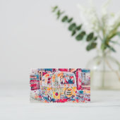 Hippie Camper Yellow Glamping Visitenkarte (Stehend Vorderseite)