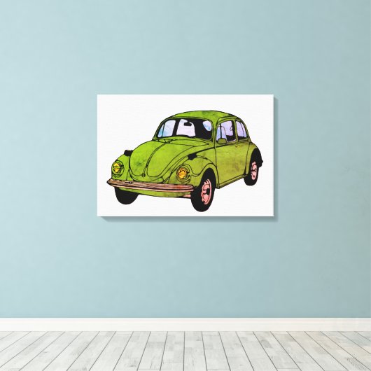 Hippie Car Zeichnend gezackte Canvas Leinwanddruck (Insitu (Holzboden))