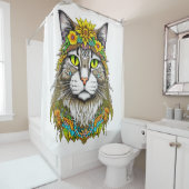 Hippie Cat Duschvorhang (Beispiel)