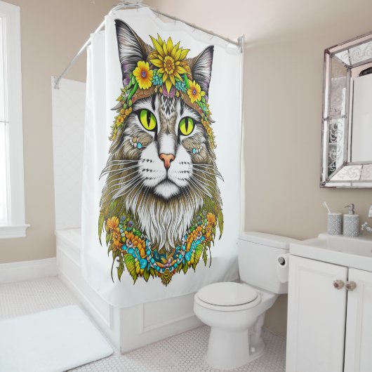 Hippie Cat Duschvorhang (Beispiel)