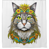 Hippie Cat Duschvorhang (Vorderseite)