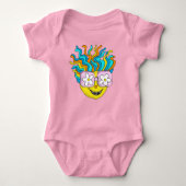 Hippie Character Funny Happy Pink Retro Groovy Baby Strampler (Vorderseite)