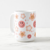 Hippie Checkerboard Smile Face 60er Muster Tasse (Vorderseite Links)