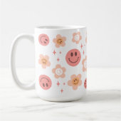 Hippie Checkerboard Smile Face 60er Muster Tasse (Links)