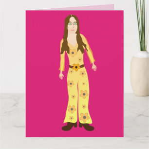 HIPPIE CHICK 1960S GROOVY BIRTHDAY CARD FOR FRIEND KARTE