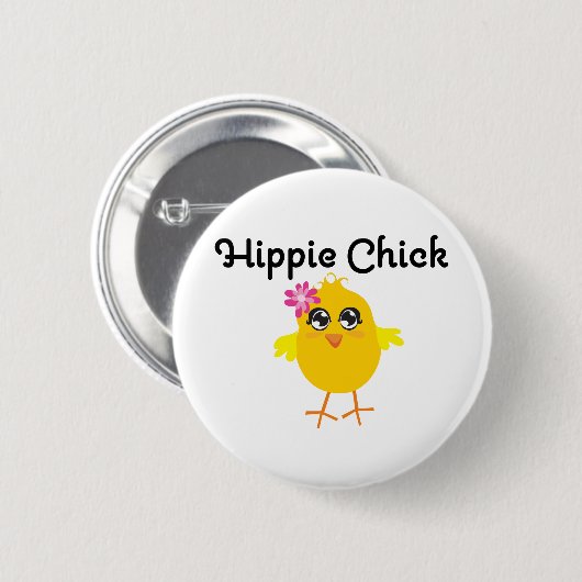 Hippie Chick 1 Button (Vorne & Hinten)