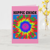 HIPPIE CHICK BIRTHDAY CARD KARTE (Gelbe Blume)