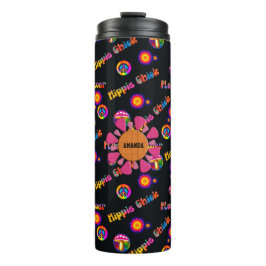 Hippie Chick Blume Power Frieden Personalisiert Thermosbecher