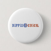 Hippie Chick mit Friedenszeichen Button (Vorderseite)
