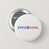 Hippie Chick mit Friedenszeichen Button (Vorne & Hinten)