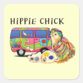 Hippie Chick Quadratischer Aufkleber (Vorderseite)