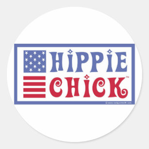 Hippie Chick Retro-Design-Aufkleber Runder Aufkleber