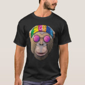 Hippie Chimpanzee Liebe Peace Sign 70er Hippie Chi T-Shirt (Vorderseite)
