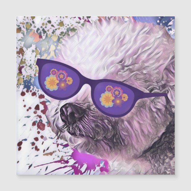 Hippie-'Chon der Bichon-Flexmagnet Magnetkarte (Vorderseite)