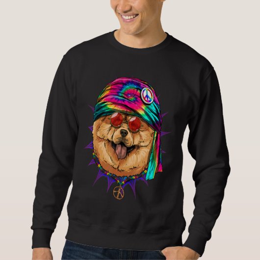 Hippie Chow Chow Tie Dye Peace Sign Psychedelic Do Sweatshirt (Vorderseite)