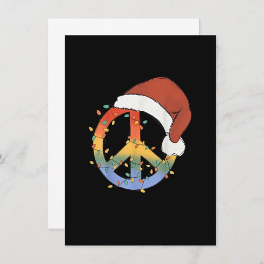 Hippie Christmas Peace Sign Happy Holidays Xmas Li Einladung (Vorne/Hinten)