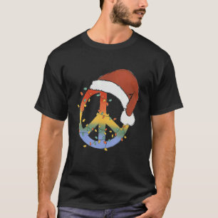 Hippie Christmas Peace Sign Light Gefärbte Krawatt T-Shirt