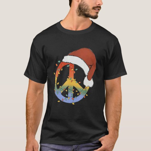 Hippie Christmas Peace Sign Light Gefärbte Krawatt T-Shirt (Vorderseite)