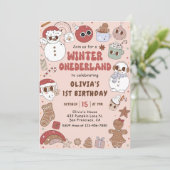 Hippie Christmas Winter Onederland 1. Geburtstag Einladung (Stehend Vorderseite)