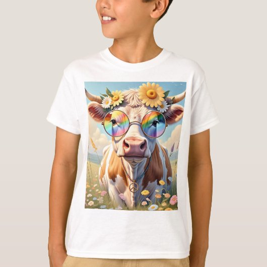 Hippie Cow 🐄 ✌️ | Moo-d der Liebe T-Shirt (Vorderseite)