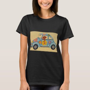 Hippie-Dackel im Auto T-Shirt