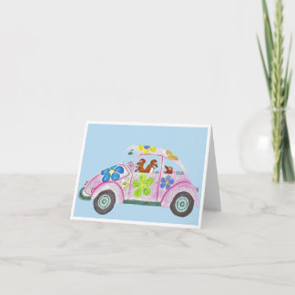 Hippie-Dackel in ihrem Flower Child-Liebesauto Einladung