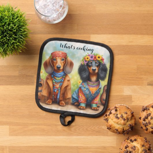 Hippie-Dackel Topflappen (Oben Unten)