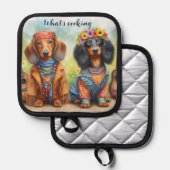 Hippie-Dackel Topflappen (Vorderseite/Rückseite)