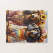 Hippie Dackeln Puzzle (Horizontal)