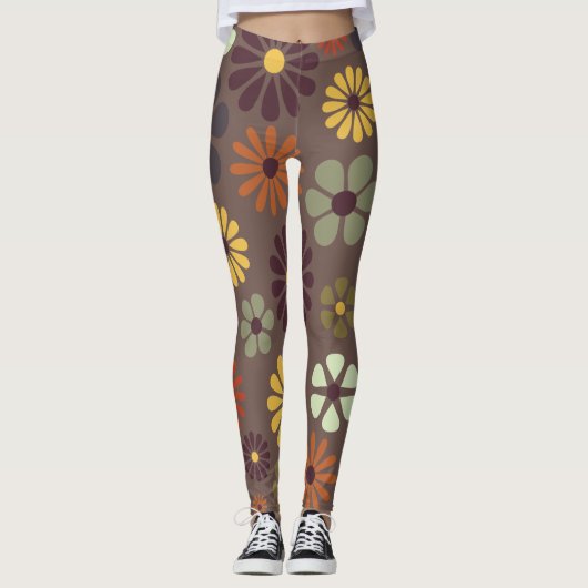 Hippie Daisies Retro Leggings (Vorderseite)