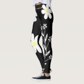 Hippie Daisy Chain Blume Boho Schwarz-weiß Yoga Leggings (Links)