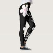 Hippie Daisy Chain Blume Boho Schwarz-weiß Yoga Leggings (Rechts)