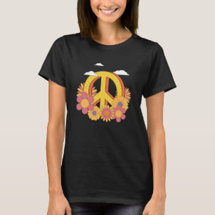 Hippie Daisy Peace Sign Retro Blume Sonnenblumen T-Shirt