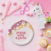 Hippie Daisy Young Wild und Three Birthday Pappteller (Party)