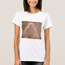 Hippie-Dame-Göttin Groovie Kreide zeichnend T-Shirt