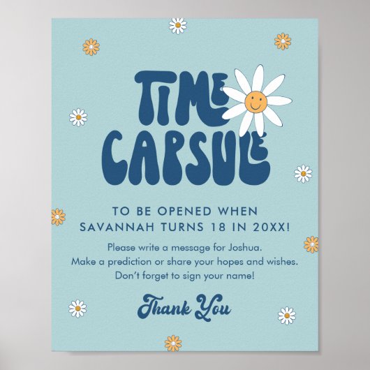 HIPPIE DAZE Groovy Blue Time Kapsel Zeichen Poster (Vorne)