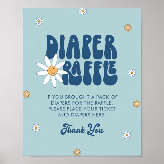 HIPPIE DAZE Groovy Boy Diaper Raffle Sign Poster (Vorne)