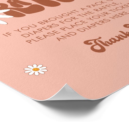 HIPPIE DAZE Groovy Diaper Raffle Sign Poster (Ecke)