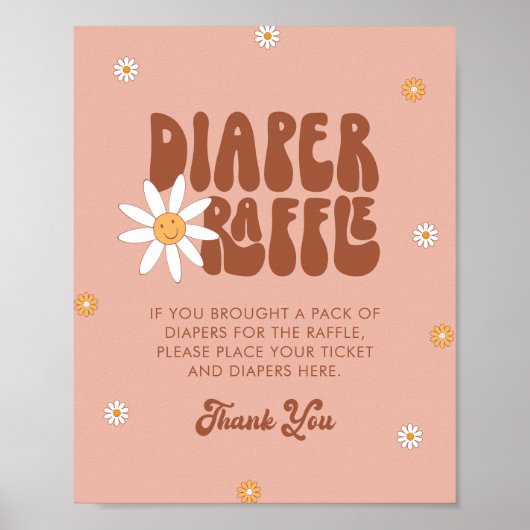 HIPPIE DAZE Groovy Diaper Raffle Sign Poster (Vorne)