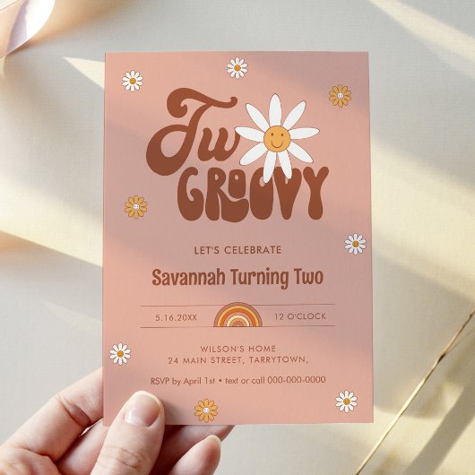 HIPPIE DAZE Two Groovy 2. Geburtstag Einladung