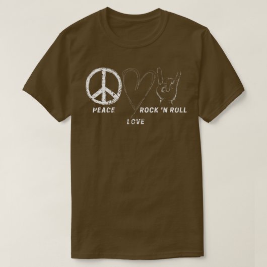 Hippie Design Peace Liebe Rock'n'Roll Concept Band T-Shirt (Design vorne)