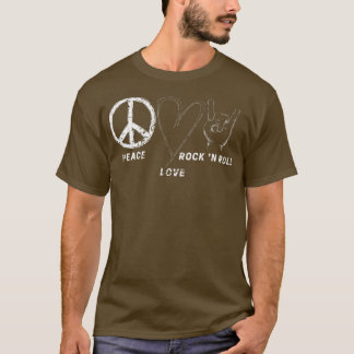 Hippie Design Peace Liebe Rock'n'Roll Concept Band T-Shirt