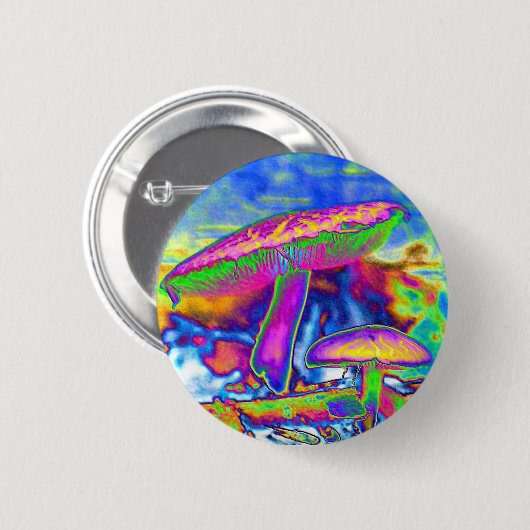 Hippie Dippie Trippy 'Shrooms Button (Vorne & Hinten)