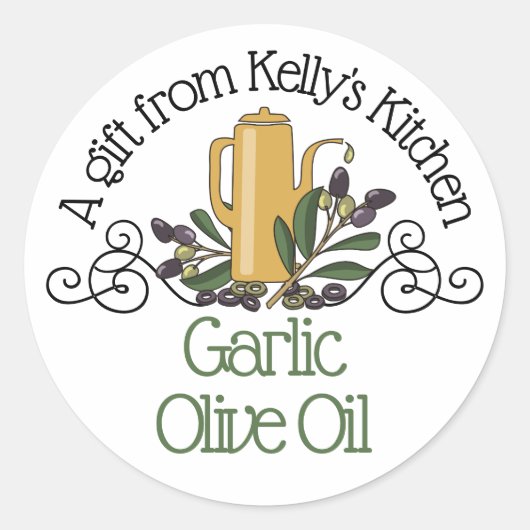 Hippie Doodle Olivenöl Zweig aus meiner Küche ... Runder Aufkleber (Vorderseite)