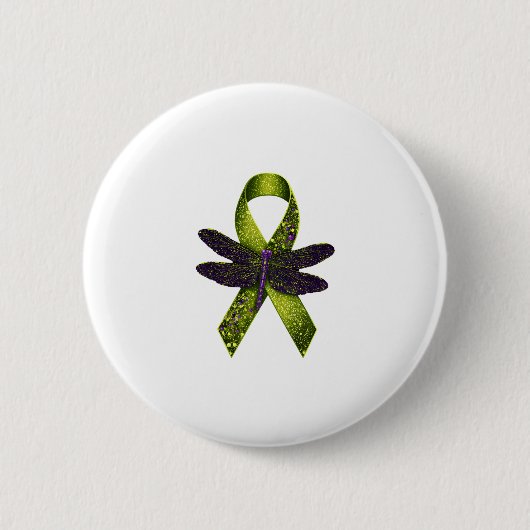 Hippie Dragonfly Green Ribbon Cerebral Palsy Aware Button (Vorderseite)
